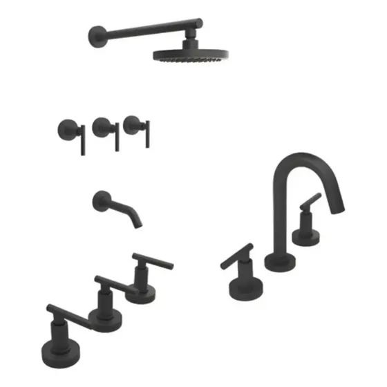 Juego Griferia Thunder Ducha Lavatorio Bidet Black Estalgrif