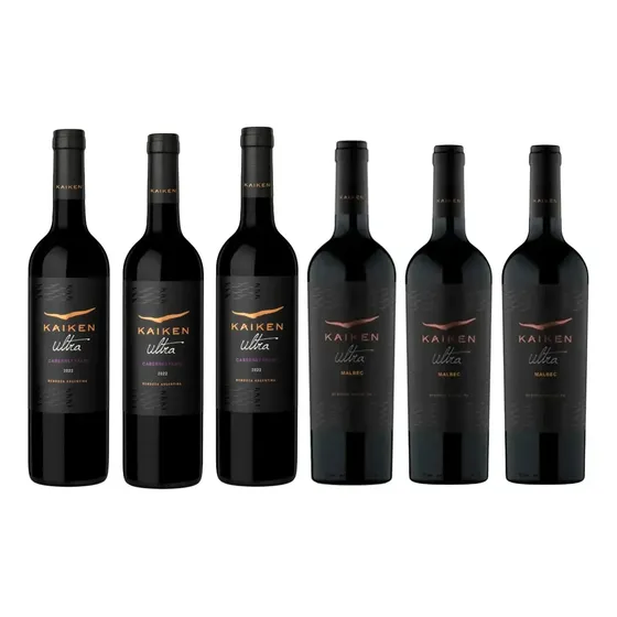 Combo X6 Vino Kaiken Ultra 3 Cabernet Franc Y 3 Malbec